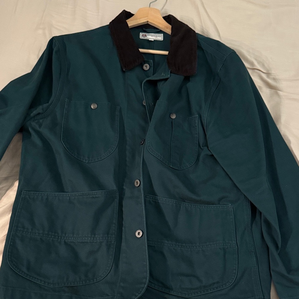 Dark Green Jacket with Black Collar